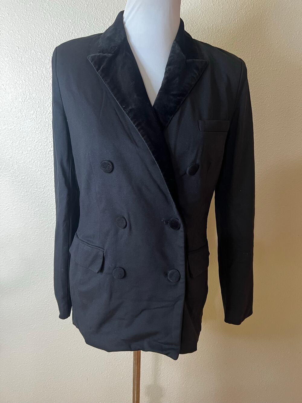 LAUREN Ralph Lauren black velvet trim blazer jacket WOMENS 6